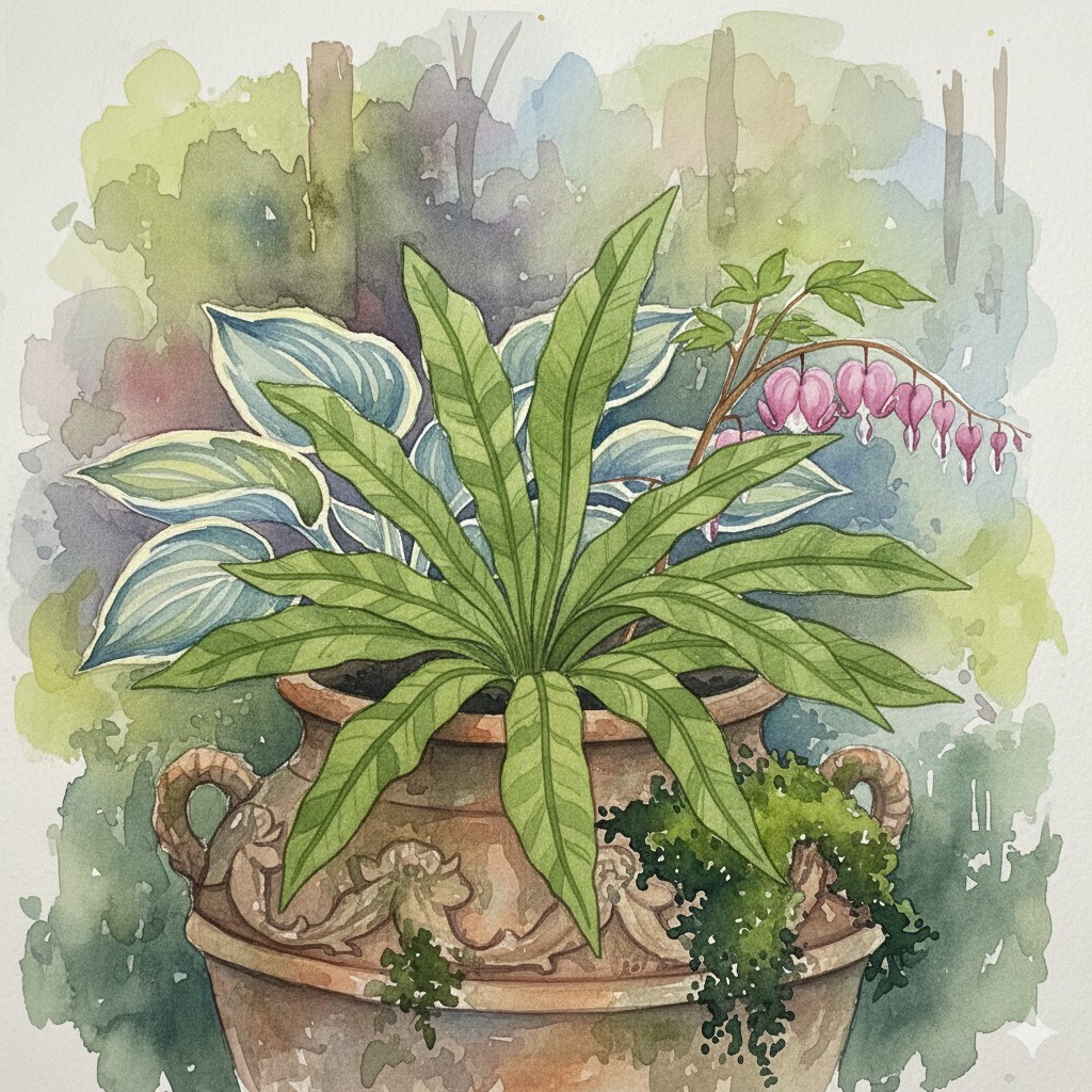 Hart's Tongue Fern (Asplenium scolopendrium),