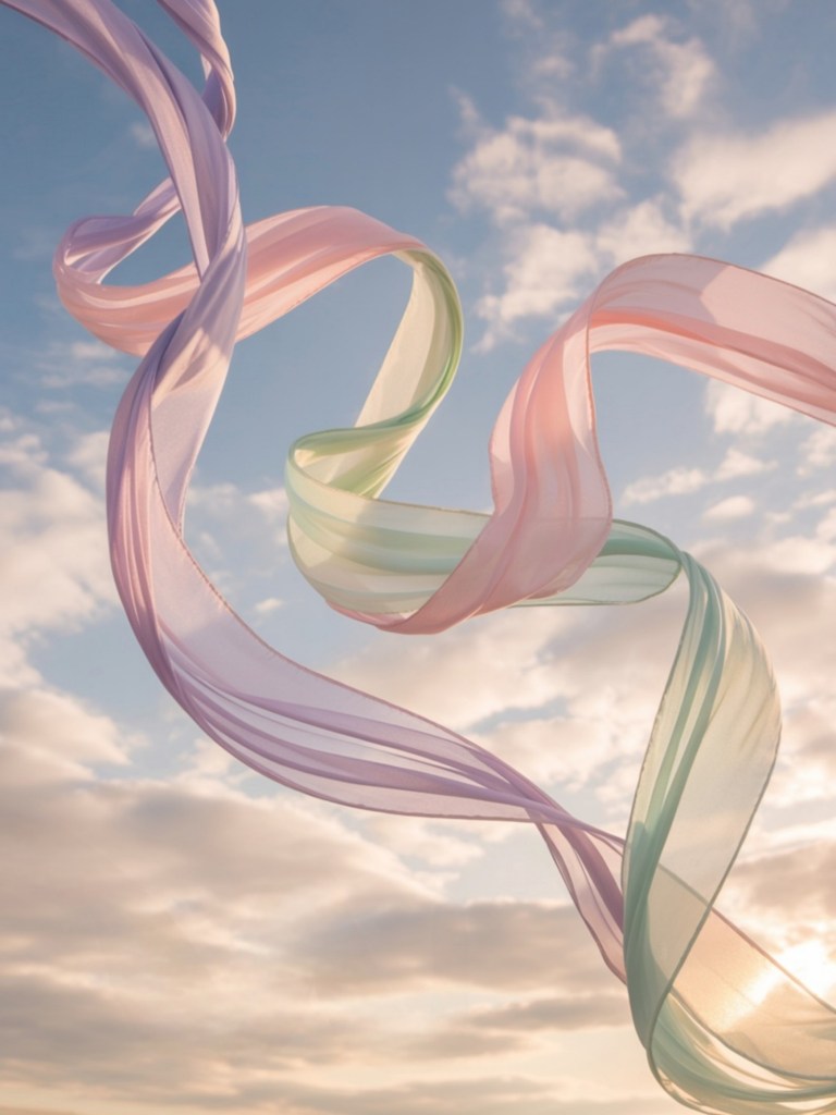 Colourful pastel ribbons in the sky